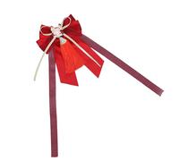 Fasce for capelli da donna Fiocco di volpe Fermagli for capelli Bowknot Barrette Fiocco Nappa Copricapo Accessori for capelli retrò for la festa di Capodanno(Red)