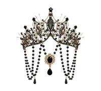 Fasce for capelli da sposa con cristalli, corone, nappe da donna, copricapi alla moda for feste e celebrazioni(Black 1PC)