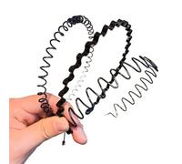 Fasce for capelli semplici in metallo antiscivolo elastiche nere unisex for uomo Donna Cerchietto for capelli ondulato Accessori moda for cerchi for capelli a molla Per Sport, Yoga, Trucco(3pcs set)