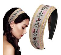 Fasce in stile boho, fascia larga, con fiori boho ricamati, stile vintage fatto a mano, per la maggior parte delle acconciature, da indossare tutti i giorni