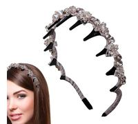 Fasce intrecciate da donna - Cerchietto con perla artificiale con anello di denti - Cerchio antiscivolo Fasce alla moda per matrimoni compleanni vacanze spose feste da donna
