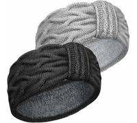 Fasce invernali per capelli da donna, fascia lavorata a maglia da donna, 2 pezzi, scalda orecchie all'uncinetto, paraorecchie intrecciate, foderate in pile, fasce elastiche larghe per adulti, per
