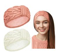 Fasce invernali per capelli da donna, fascia lavorata a maglia da donna, 2 pezzi, scalda orecchie all'uncinetto, paraorecchie intrecciate, foderate in pile, fasce elastiche larghe per adulti, per