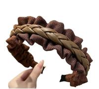 Fasce larghe, accessori for capelli retrò autunno e inverno tessuto plissettato in cotone e lino fascia for capelli a tesa larga twist fasce for capelli spezzate(Brown)