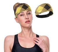 Fasce larghe classiche gialle e nere a quadri di bufalo da donna, antiscivolo, morbide, elastiche, per yoga, corsa, sport, allenamento, palestra, bandana, turbante africano
