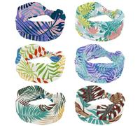 Fasce larghe con fiori floreali da donna, 6 fasce elastiche per capelli, antiscivolo, per sport, yoga, allenamento, tutti i giorni