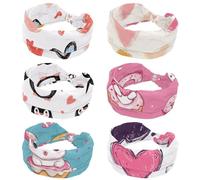 Fasce larghe da donna, 6 pezzi, elastiche, per allenamento, turbante, morbido, sportivo, con cuore, fascia per il sudore, per yoga, palestra, fitness