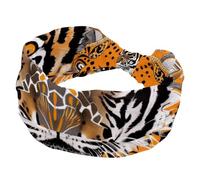 Fasce larghe da donna, africane, etniche, animali selvatici, tigre, arancione, modello elastico, accessori per capelli, per yoga, corsa, vita quotidiana