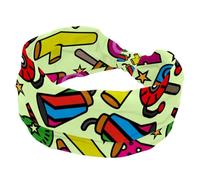 Fasce larghe da donna, antiscivolo, turbante, fasce elastiche per capelli, per yoga, carine icone del creatore di rumore, motivo giallo, sudore, sport, allenamento