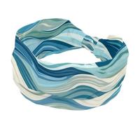 Fasce larghe da donna, astratte onde oceaniche, sfondo elastico, fascia sportiva per la testa, accessori per capelli, per yoga, corsa, vita quotidiana