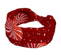 Fasce larghe da donna, caramelle natalizie e pois sulla neve, sfondo rosso, elastiche, accessori per capelli, per yoga, corsa, vita quotidiana