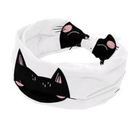 Fasce larghe da donna, carine e piccole facce di gatto, elastiche, sportive, accessori per capelli, per yoga, corsa, vita quotidiana
