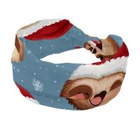 Fasce larghe da donna, carine senza cuciture, bradipo nel cappello di Babbo Natale, elastiche, sportive, accessori per capelli, per yoga, corsa, vita quotidiana