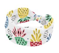 Fasce larghe da donna colorate con ananas carino, morbido turbante, fascia antiscivolo, fascia elastica per il sudore, yoga, allenamento, bandana annodata incrociata