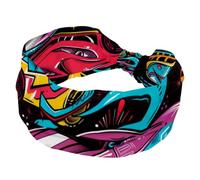 Fasce larghe da donna, colorate, motivo: auto da corsa, graffiti, elastiche, sportive, accessori per capelli, per yoga, corsa, vita quotidiana