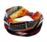 Fasce larghe da donna, con bandiera del traguardo e fiamme, elastiche, sportive, accessori per capelli, per yoga, corsa, vita quotidiana