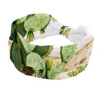 Fasce larghe da donna, con cactus acquerello nel deserto, elastiche, sportive, accessori per capelli, per yoga, corsa, vita quotidiana