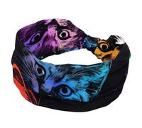 Fasce larghe da donna, con facce di gattino con colori, elastiche, sportive, accessori per capelli, per yoga, corsa, vita quotidiana