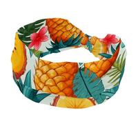 Fasce larghe da donna con motivo ananas tropicale antiscivolo turbante fascia elastica per capelli yoga fascia per capelli sudore sport allenamento copricapo