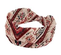 Fasce larghe da donna con motivo etnico rosso e beige, fascia elastica per capelli, antiscivolo, fascia per il sudore, fascia per la testa per yoga, allenamento, palestra, corsa, fitness, sport