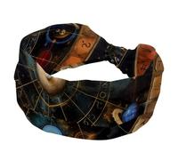 Fasce larghe da donna, con segni zodiacali, pianeti, simboli, elastiche, sportive, accessori per capelli, per yoga, corsa, vita quotidiana