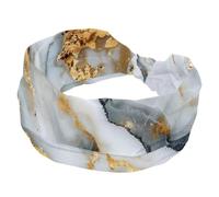 Fasce larghe da donna, con texture in marmo bianco e oro, elastiche, accessori per capelli, per yoga, corsa, vita quotidiana