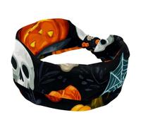 Fasce larghe da donna, con zucche di Halloween, teschi, fantasmi, cappello da strega, elastiche, sportive, accessori per capelli, per yoga, corsa, vita quotidiana