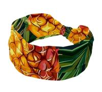 Fasce larghe da donna, elastiche, con ananas, antiscivolo, per allenamento, yoga, sport, corsa