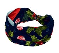 Fasce larghe da donna, elastiche, spesse, antiscivolo, accessori per allenamento, cura della pelle, uso quotidiano, cappello di Babbo Natale e tre di Natale su sfondo blu