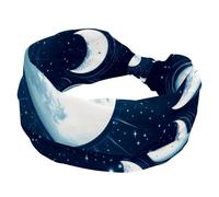 Fasce larghe da donna, elastiche, spesse, antiscivolo, accessori per allenamento, cura della pelle, uso quotidiano, motivo luna mistica nello spazio, sfondo astrologico