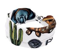 Fasce larghe da donna, elastiche, spesse, antiscivolo, accessori per allenamento, cura della pelle, uso quotidiano, collezione Wild West con cappello da cowboy con teschio di cactus toro