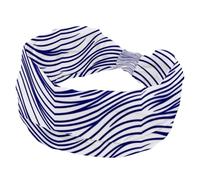 Fasce larghe da donna, elastiche, spesse, antiscivolo, accessori per allenamento, cura della pelle, uso quotidiano, onde in stile lineare, motivo bianco e blu