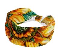 Fasce larghe da donna, elastiche, spesse, antiscivolo, accessori per allenamento, cura della pelle, uso quotidiano, motivo girasole estetico disegnato a mano