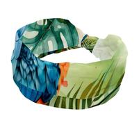 Fasce larghe da donna, elastiche, spesse, antiscivolo, accessori per allenamento, cura della pelle, uso quotidiano, acquerello, pappagallo, pianta della giungla, foglia verde