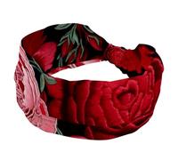 Fasce larghe da donna, elastiche, spesse, antiscivolo, accessori per allenamento, cura della pelle, uso quotidiano, ricamate con rose rosse e peonie rosa