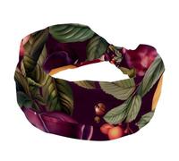 Fasce larghe da donna, elastiche, spesse, antiscivolo, accessori per allenamento, cura della pelle, uso quotidiano, foglie vintage, frutta, peonia, pesca con fiori