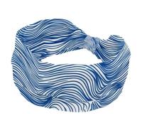 Fasce larghe da donna, elastiche, spesse, antiscivolo, accessori per allenamento, cura della pelle, uso quotidiano, grandi onde in stile lineare, colore bianco e blu