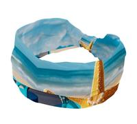 Fasce larghe da donna, fascia elastica per capelli da yoga, fascia elastica per capelli con stelle marine sulla spiaggia sabbiosa, fascia per capelli alla moda turbante