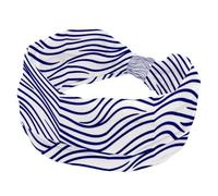 Fasce larghe da donna, grandi onde in stile lineare, motivo bianco e blu, elastiche, sportive, accessori per capelli, per yoga, corsa, vita quotidiana