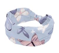 Fasce larghe da donna, graziose farfalle viola chiaro, elastiche, sportive, accessori per capelli, per yoga, corsa, vita quotidiana