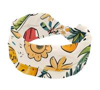 Fasce larghe da donna Hello Summer con ananas e sfondo anguria, fascia elastica per capelli, antiscivolo, fascia per il sudore, fascia per la testa per yoga, allenamento, palestra, corsa, fitness