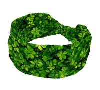 Fasce larghe da donna, motivo quadrifoglio verde fortunato, senza cuciture, elastiche, sportive, accessori per capelli, per yoga, corsa, vita quotidiana