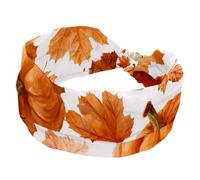 Fasce larghe da donna, per il Ringraziamento, autunno, raccolto con zucche e fiori di girasole, elastiche, sportive, accessori per capelli, per yoga, corsa, vita quotidiana