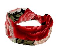 Fasce larghe da donna, ricamate con peonie e rose rosse, elastiche, accessori per capelli, per yoga, corsa, vita quotidiana