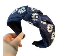 Fasce larghe, fascia for capelli in tinta retrò Fasce for capelli for donna Fasce antiscivolo con fascia intrecciata for ragazze che si lavano il viso e scattano foto(Dark blue)