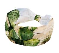 Fasce larghe per capelli con cactus verde acquerello nel deserto, per donne, yoga, allenamento, fasce elastiche per capelli per lavare il viso e il trucco