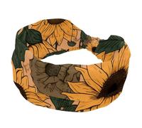 Fasce larghe per capelli con girasoli floreali da donna, per yoga, allenamento, fasce elastiche per capelli per lavare il viso e il trucco