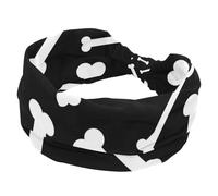 Fasce larghe per capelli con motivo a ossa bianche con sfondo nero, fasce elastiche per capelli antiscivolo, turbante per allenamento, yoga, sport, corsa