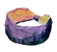 Fasce larghe per capelli da donna, antiscivolo, per sport, sfondo acquerello, paesaggio, foresta, montagne, alba, elastiche, alla moda, per yoga, allenamento, tutti i giorni