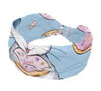 Fasce larghe per capelli da donna, antiscivolo, sportive, con sfondo a ciambella, alla moda, per yoga, allenamento, tutti i giorni